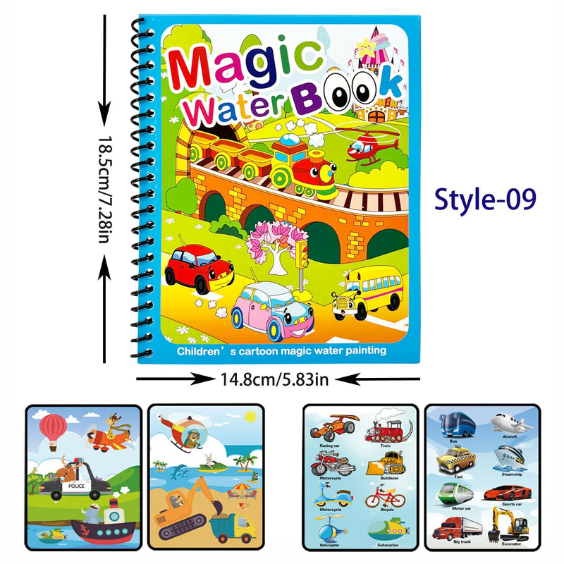 Magic Pen Water Drawing Books Coloring Book for Kids Doodle Painting Board Children Educational Toys Baby Christmas Birthday Gif