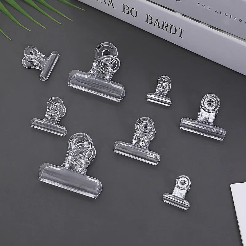 10 Transparent Binder Clips Bill Paper Clips Sealing Food Bag Clips Hinge Stationery for Home Office Clothesline Laundry Hanging