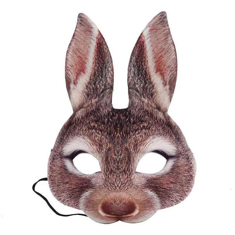 Half Face Rabbit Mask Adult Halloween Animal Head Masks Party Cosplay Mask Easter Carnival Masquerade Accessories Shooting Props