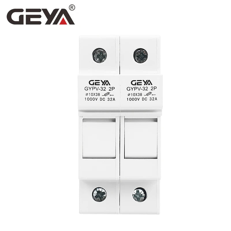 GEYA GYPV-32 2P Parallel DC Fuse Holder 10*38mm High Voltage Solar PV 1000VDC Fuse Link 2A 6A 10A 15A 20A 25A 30A