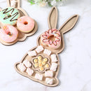 Wooden Easter Double Wavy Egg Rabbit Tray Happy Easter Party Decorations For Home 2025 Kids Favors Egg Bunny Pallet Snack Holder