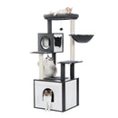 Cat Tree with Litter Box Enclosure Large Wood Cat Tower with Storage Cabinet and Cozy Cat Condo Sisal Covered Scratching Post