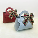 10pcs Easter Leather Mini Gift Bags With Bow Ribbon Packaging Box Wedding for Guest Candy Handbag Bag Birthday Party Decor bag