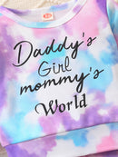 Children's clothing Girl Tie-dyed Letter tie dye Long sleeved Pants 2pc/Set Suitable  Autumn sportswear for girls aged 1-6 Year