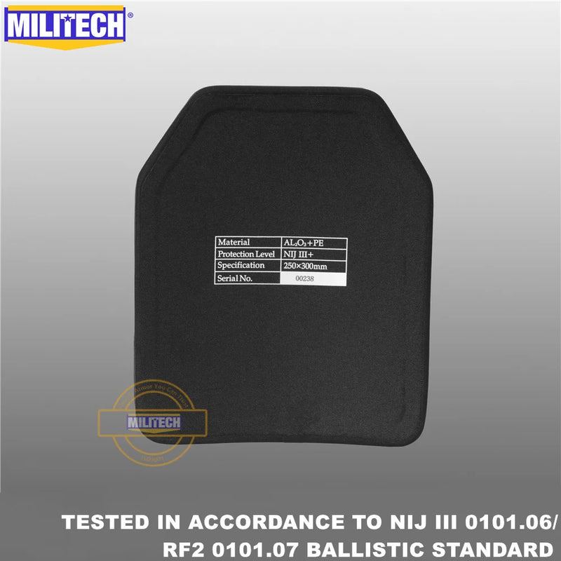 MILITECH SAPI&10x12 Bulletproof Plate NIJ III+ 3+ /NIJ 0101.07 RF2 Alumina&PE Stand Alone One PC Ballistic Panel AK47&SS109&M80