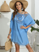 CROCHET BIKINI-Sexy Monochrome Bikini Cover Up Dress, Fashion Swimwear, Sun-resistant, Colorfast