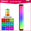Ulanzi VL110 RGB Tube Photography Lamp 2500-9000K 2600mAh Rechargeable Portable Studio Camping Fill Lighting Kit For Youtube