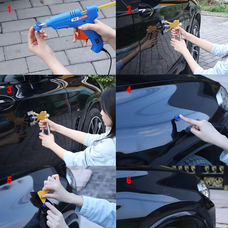 Car Dent Repair Kit Golden Lifter Slide Hammer T-bar Puller Paintless Automotive Mechanical Workshop Tools Body Dent Removal