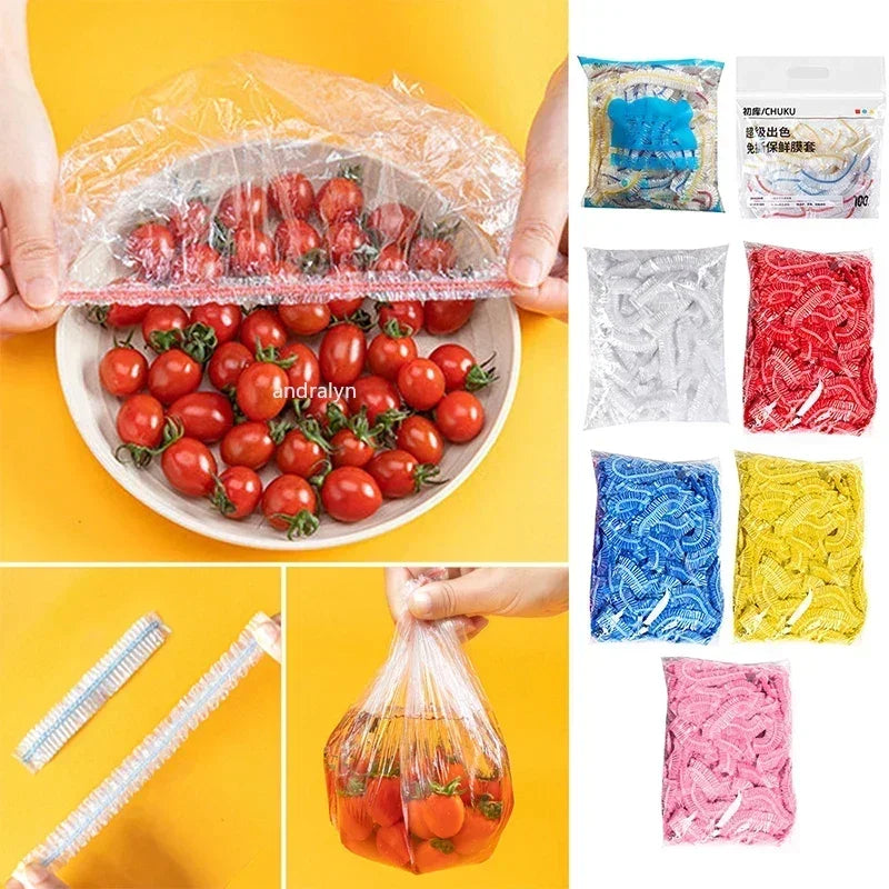 Reusable Disposable Food Cover Plastic Wrap Durable Elastic Food Lids for Bowls Elastic Plate Covers For Kitchen Food Saver Bags