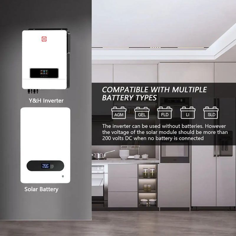 Y&H Hybrid Solar Inverter 1KW 1.6KW 1.8KW 3KW 4.2KW 6.2KW 10.2KW 220Vac MPPT Pure Sine Wave Inverter Solar Charger Controller