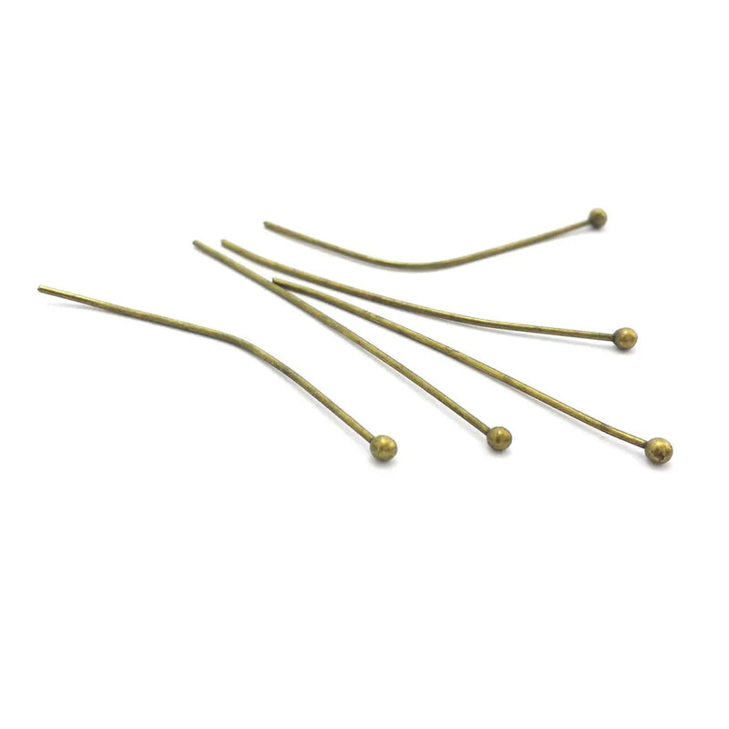 200PCS Length 14MM to 50MM thickness 0.5MM or 0.7MM Brass Ball Pins Connect Beads Pins Diy Jewelry Findings Accessories