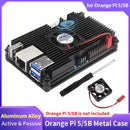 Orange Pi 5 Aluminum Alloy Case with Cooling Fan Heat Sinks Active & Passive Heat Dissipation Metal Enclouse for Orange Pi 5 5B