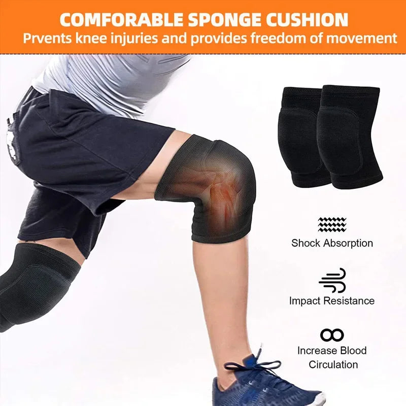 Ice Hockey Sports Knee Pad 1Pair Hockey Equipment Sports Protector Elastic Thicken Sponge Gym Yoga Training Knees Brace Support