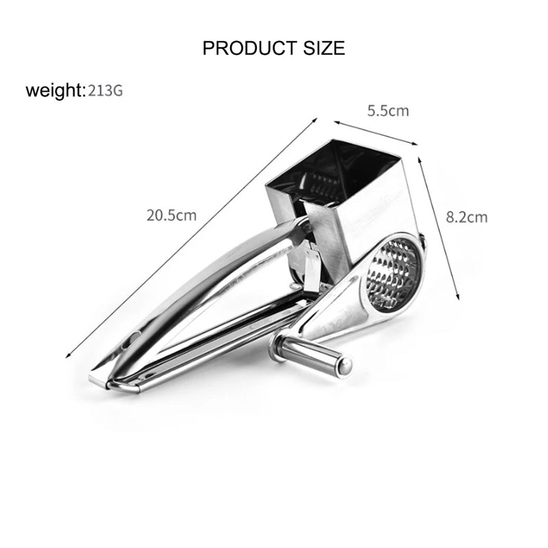 1pc Hand-Cranked Cheese Grater Multi-Functional Vegetable Chocolate Carrot Stainless Steel Rotary Ginger Slicer Kitchen Gadgets