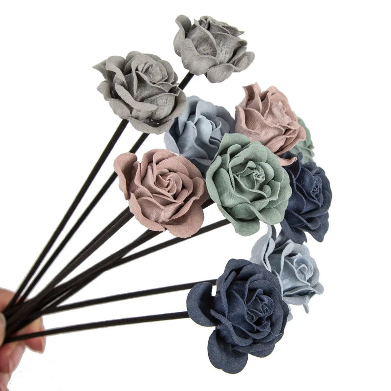 NEW 10PCS Leather Velvet Blue Grey Flower Rattan Sticks Fireless Fragrances Reed Diffuser Stick Diy Ornaments Home Decor