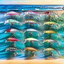 Colorful Fishing Lure with 3D Eyes, Sinking Minnow, Laser Trolling, Plastic Buzz Bait, 2 Treble Hook, 5G, 5cm, 1Pcs