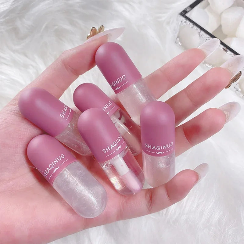 Transparent Glitter Capsule Lip Gloss Color Changed Plumping Lip Glaze Crystal Jelly Moisturizing Lip Oil Lips Makeup Cosmetics