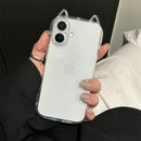 Fashion Clear 3D Cute Cat Ears Phone Case For iPhone 16 15 14 13 12 11 16 Pro Max 7 8 Plus X XR XS MAX Shockproof Soft TPU Cover