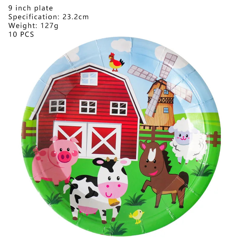 Farm Animal Theme Birthday Party Decorations Ranch Event Suppplies Cow Chicken Disposable Tableware Latex Aluminum Foil Balloon