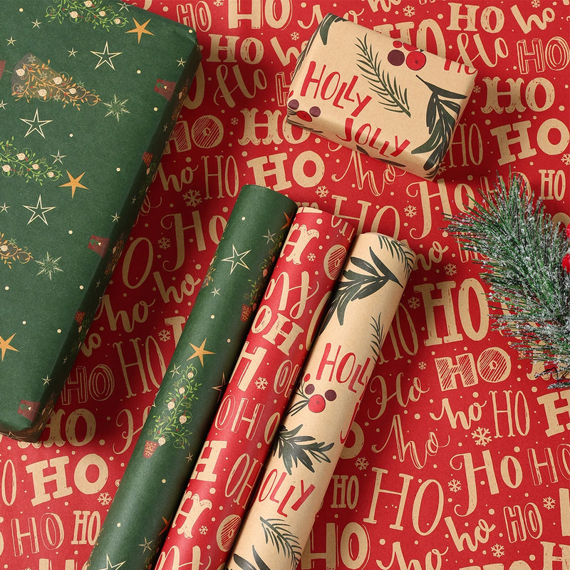 Christmas Gift Wrapping Paper Roll Merry Christmas Decoration For Home 2024 Navidad Noel Natal Kerst Happy New Year 2025