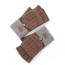 Autumn And Winter Knitted Men And Women Gloves Outdoor Windproof Warmth FingerlessFlip Cover All-match Woolen Gloves
