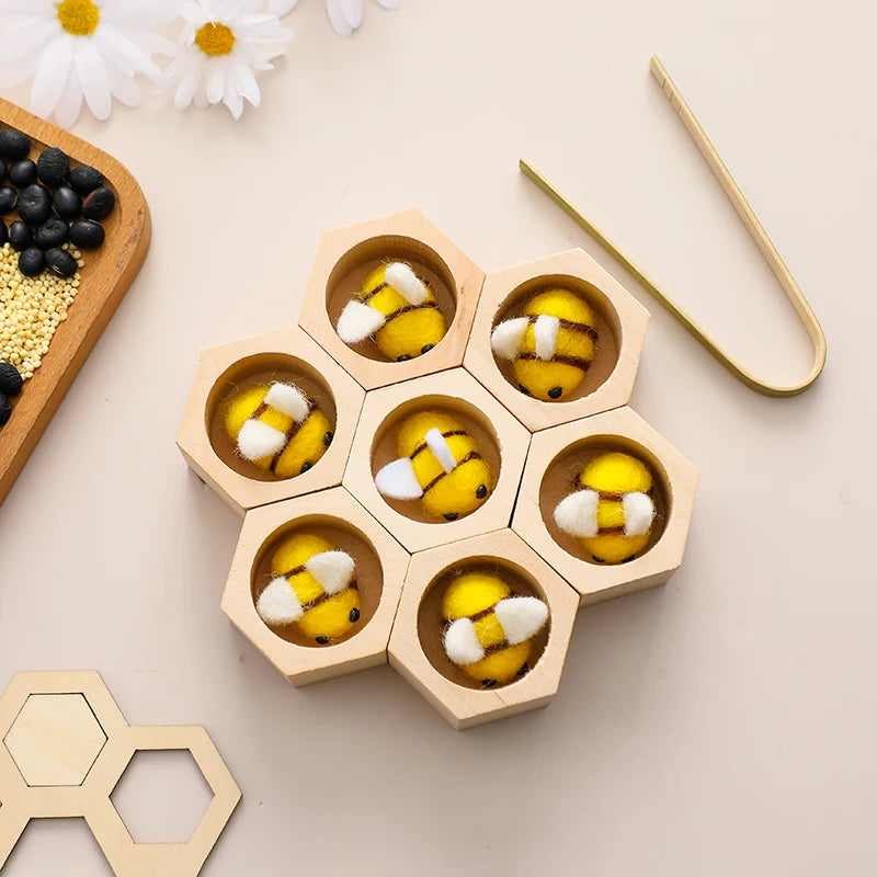 Wooden Puzzle Bee Toys Montessori Toys for Baby Fine Motor Skill Toy Baby 0 12 Months Matching Games Early Educational Toys Gift