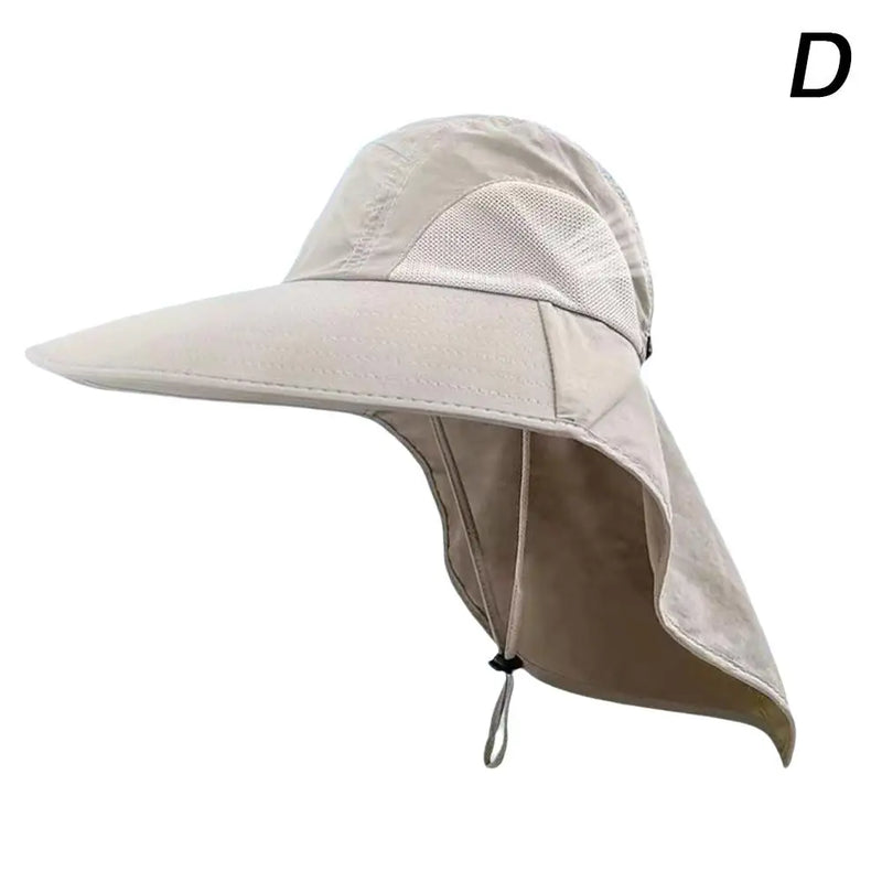 Summer Wide Brim Sun Hat with Neck Flap for Men Women Adjustable Outdoor 50+UPF Protection Safari Cap Hiking Fishing Hat