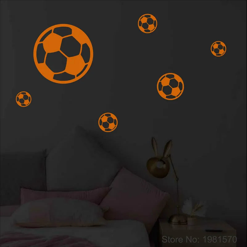 Glow in the Dark Football Stickers Kids Room Boy Bedroom TV Background Soccer Ball Wall Stickers Car Decor Sports Vinyl Decal