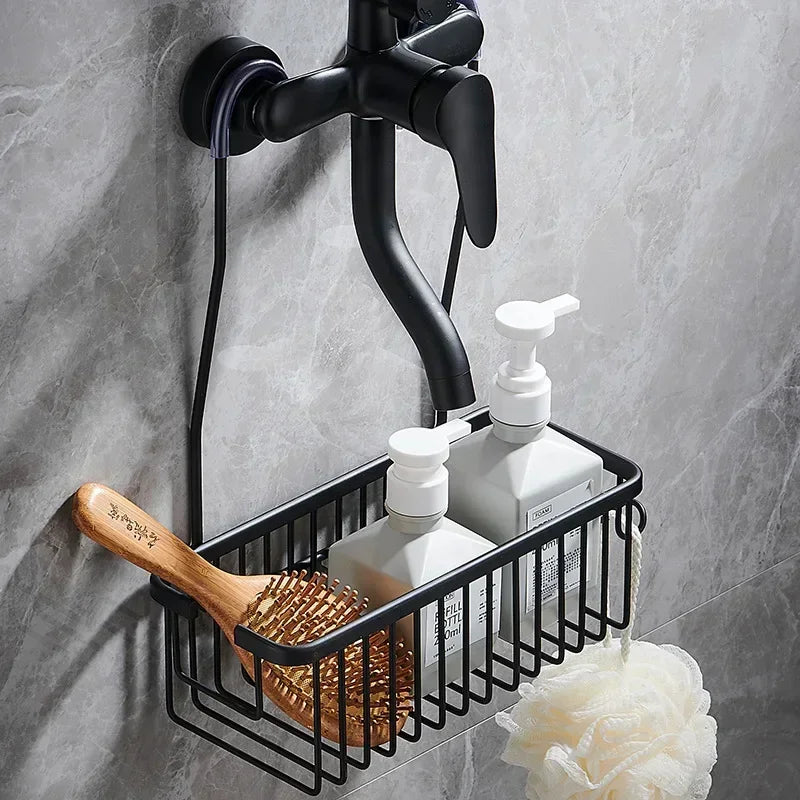 Aluminium Bathroom Shelf Without Drilling, Shower Shelf Shelves Shampoo Holder, Basket Storage Organizer Bathroom Accessories