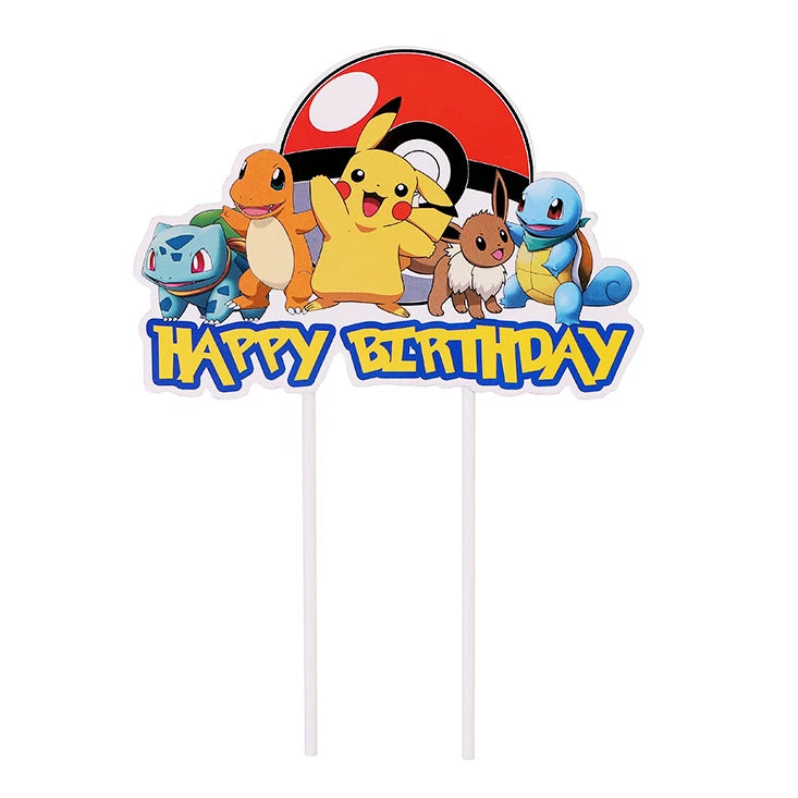 A Set Pokemon Cake Topper Kawaii Anime Figure Pikachu Charizard Cake Insert Children's Happy Birthday Decoration Supply Toys