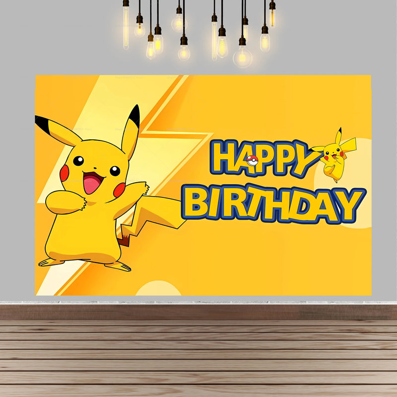 Pokemon Pikachu Birthday Party Backdrop Cartoon Baby Shower Background Photography Wall Photo Studio Banner Decor For Boy Gift