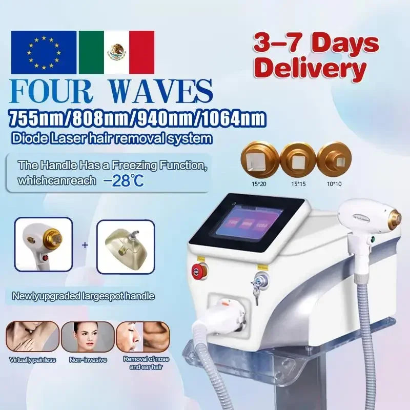 Diode Laser Hair Removal Machine 2024 Permanent Ice Platin Cooling System 4Wavelength 755 808 940 1064nm epilator for women