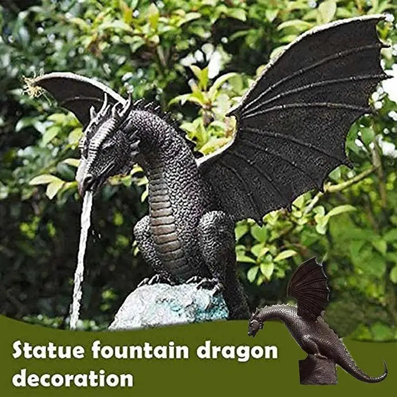 Garden Fountain Dragon Statue Water Spray Dragon Pattern Resin Waterscape Sculpture Cool Pond Spitter Landscape Decor Dragon