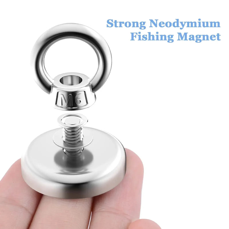 D16~D42mm Super Strong Neodymium Fishing Hook N52 Heavy Duty Rare Earth Neodymium with Countersunk Hole Eyebolt Salvage Magnetic