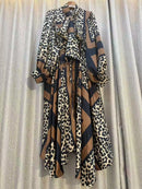 New 2024 Autumn Fashion Irregular Party Midi Dress Female long Sleeve Elegant Loose Print Casual Evening Dress For Women ﻿