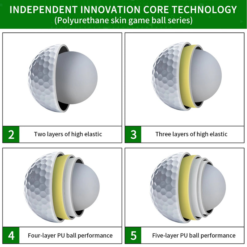 Caiton 12pcs golf game balls, 2-5 layer structure（Opt）, professional game performance, suitable for different high swing speeds