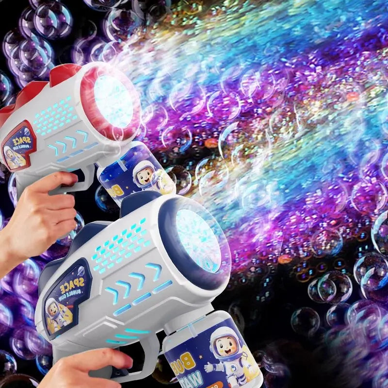 Bubble Machine Spaceman Astronaut Automatic Gatling Bubble Gun Electric Light Explosion Children's Toy