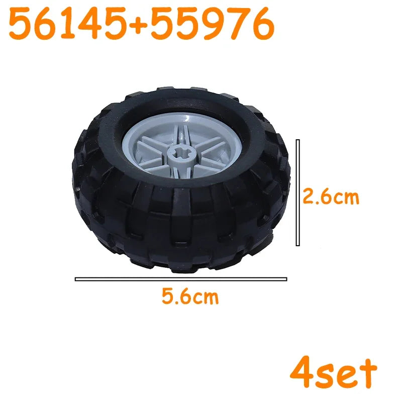 MOC Technical Tire Wheel Cross Hole Set Motorcycle Tyre & Rim Car Truck Wheels Hub Bricks Construction Building Blocks