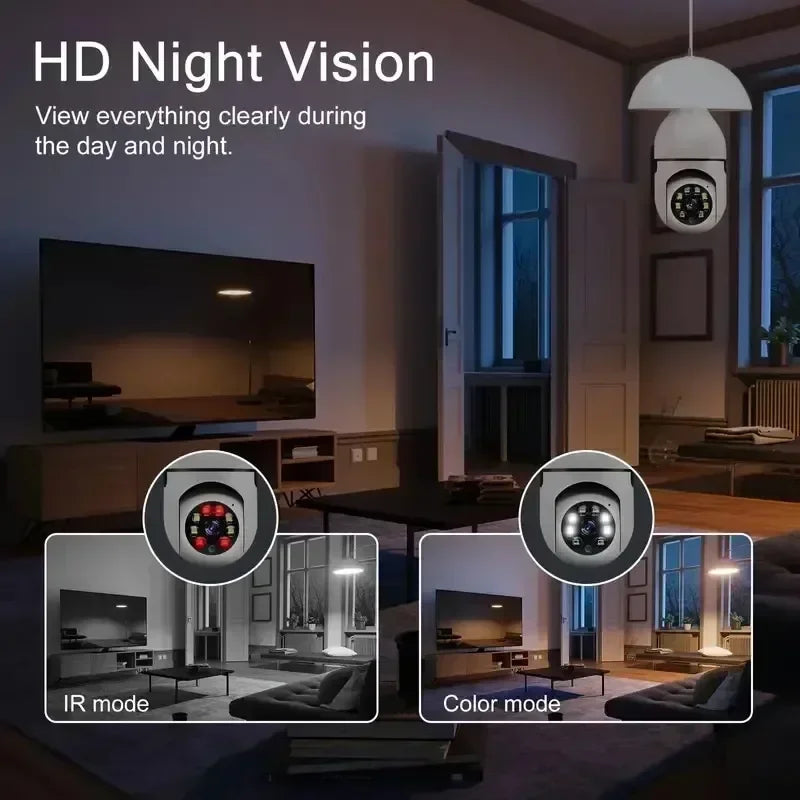 Panoramic bulb camera wireless E27 bulb camera projection 360 degree rotation high-definition night vision full-color