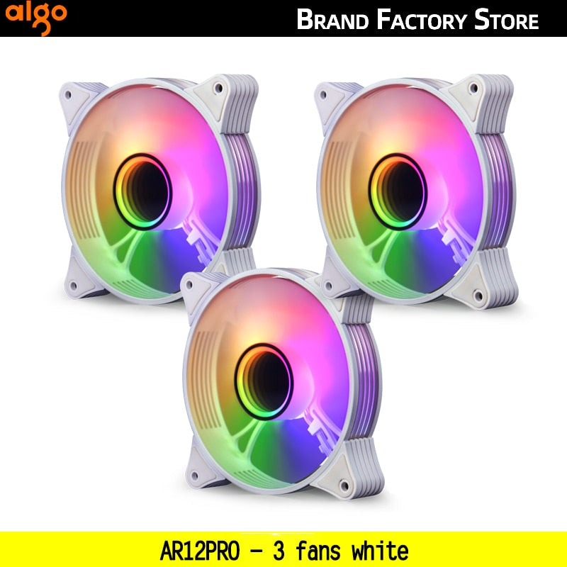 Aigo AR12PRO white Computer Case fan ventoinha PC 120mm rgb fan 4pin PWM Cooling fan 3pin5v Unlimited space argb 12cm ventilador