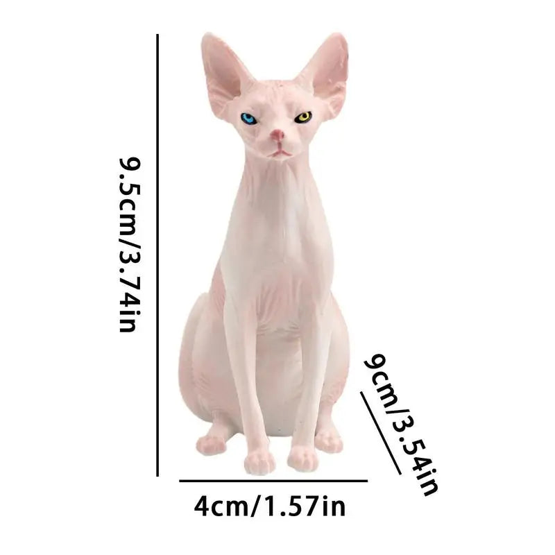 Cute Hairless Cat Model Miniature Hairless Cat Model Sphynx Statue 3.74*3.54*1.57in Vivid Sphinx Cat Animal Figure For Home