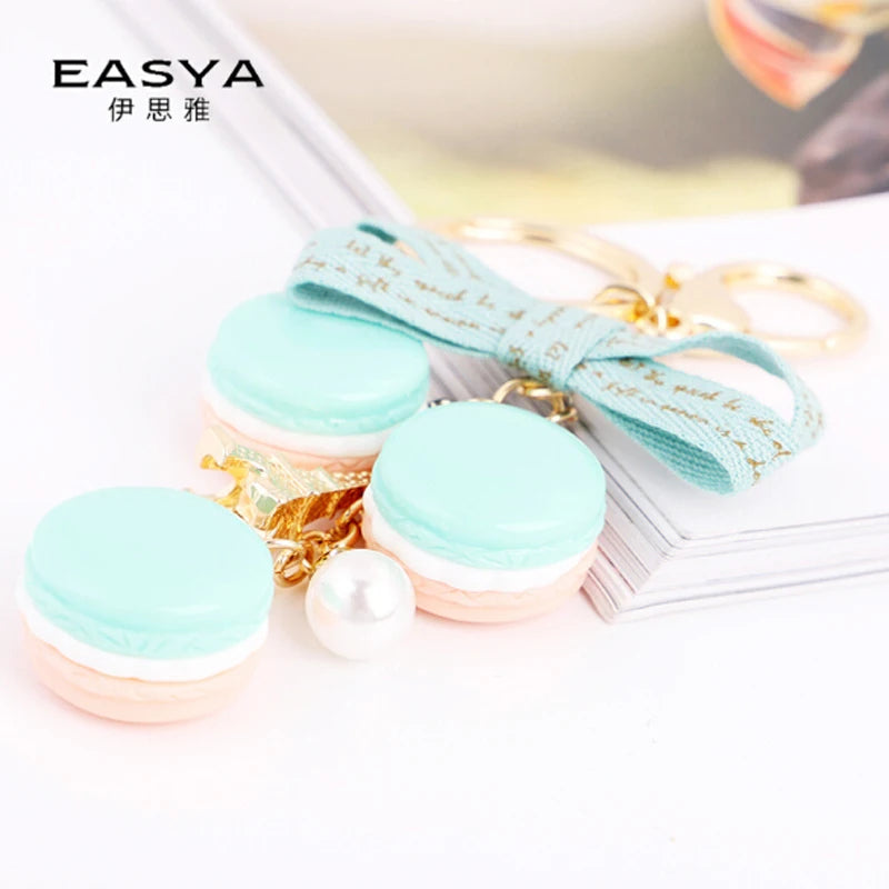 EASYA France Paris Cute Macaroon Effiel Tower Macarons Keychain Colorful Keyring Bag Pendant Car Charm Key Holder