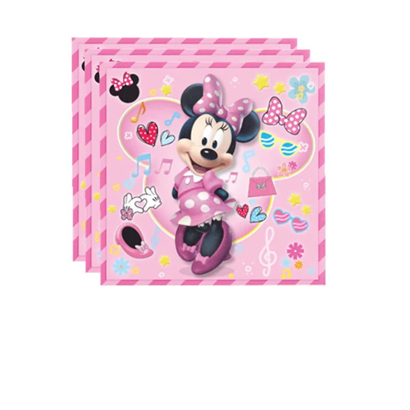 Minnie Mouse Party Disposable Tableware Cup Plate Cake Topper Decoration Minnie 1 2 3st Birthday Balloon Banner Background Decor