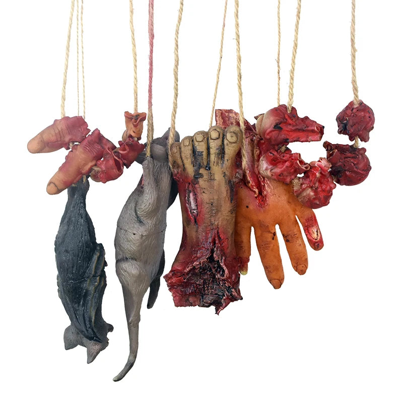 Horror Halloween Ornament Hanging Pendant Scary Bloody Mouse Bat Finger Hanging Props Haunted House Halloween Party Scary Props