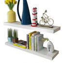 2 White MDF Floating Shelves for Wall - Stylish Book & DVD Storage Solution
