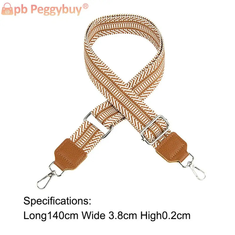 Crossbody Purse Straps 360° Rotating Head Boho Pattern Strap 80-140cm Adjustable Guitar Strap Ethnic Style Bag Part Accessories