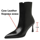 FEDONAS Thin High Heels Women Ankle Boots Pointed Toe Elegant Shoes Woman Autumn Winter Side Zipper Genuine Leather Office Lady