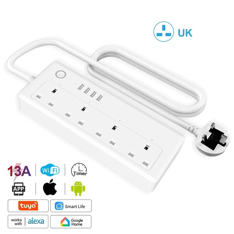 Smart socket WiFi Power Strip Multi Plug With 4 Plug 4USB Port Compatible With alexa google home Smart home Tuya Smart smartlife