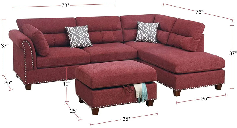 SOFA Sectional sofa Red Velvet Sectional sofa Red Velvet