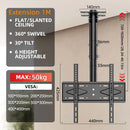 Ceiling TV Mount, TV Mount for 26-65 inch TVs, TV Ceiling Mount with Swivel, Tilt and 6 Height Adjustable, Max VESA 400x400mm